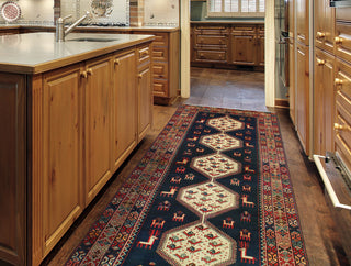 Fine Vintage Distressed Selin Navy/Ivory Runner, 4'0 x 9'8