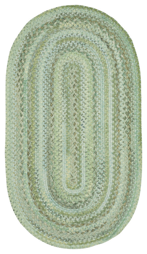 Harborview Braided Oval Rug, Green, 11'4"x14'4"