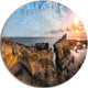 Bright African Seashore Panorama, Beach Round Metal Wall Art, 11"
