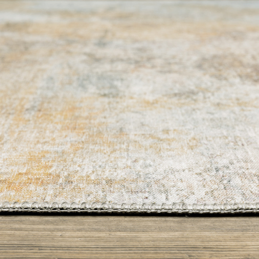 Mayson Contemporary Abstract Yellow/Blue Flat Weave Area Rug, 5'x7'