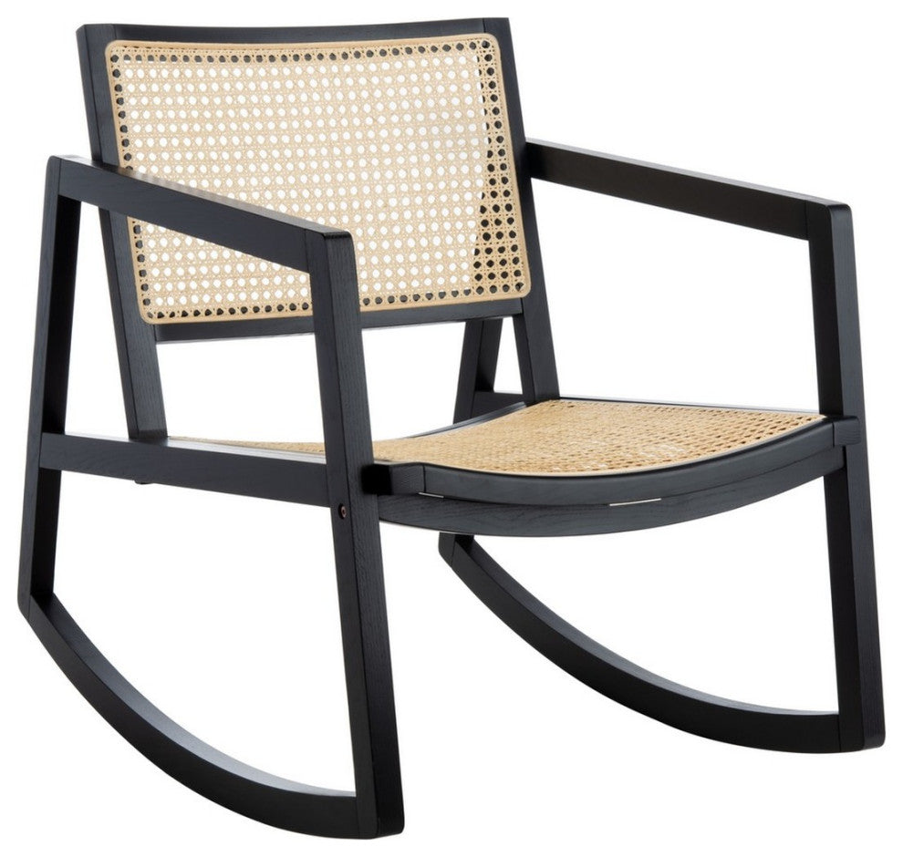 Safavieh Couture Perth Rattan Rocking Chair, Black/Natural