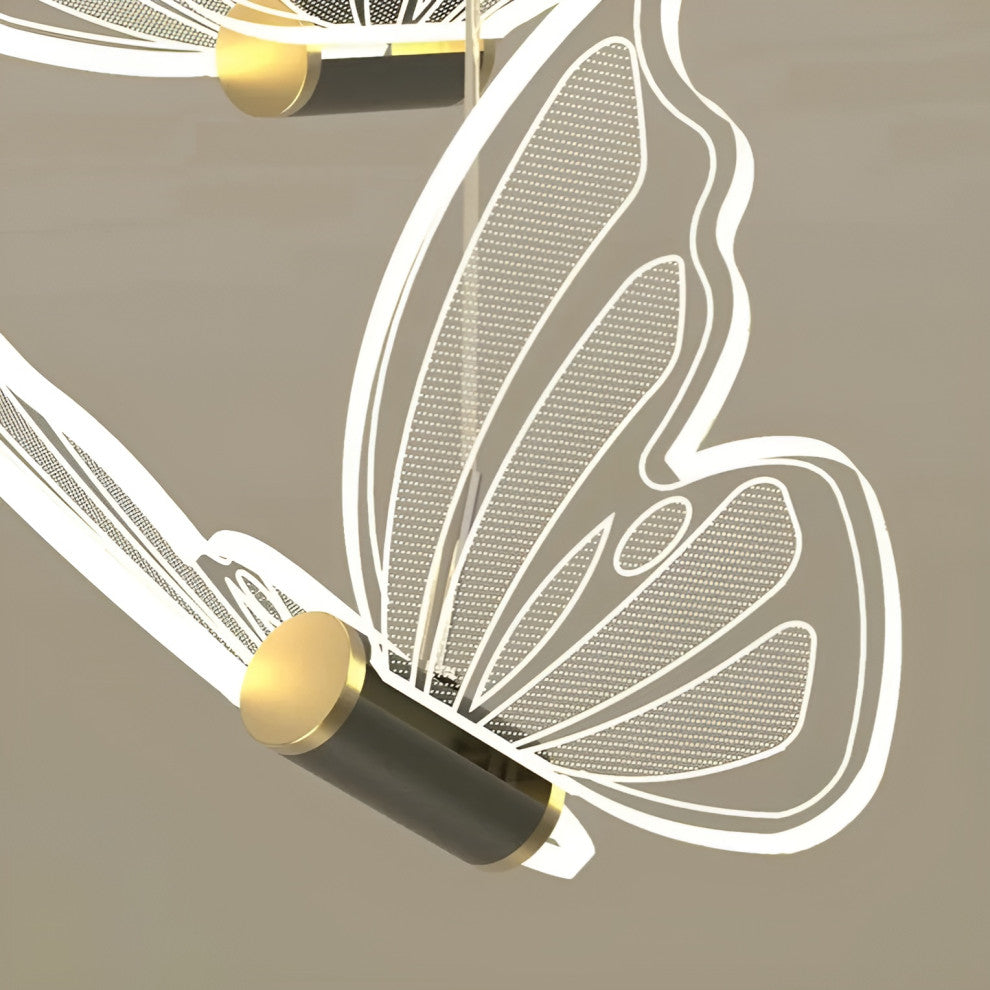 Camogli | Beautiful LED Chandelier with Hanging Butterflies, 3 Heads, Cool Light