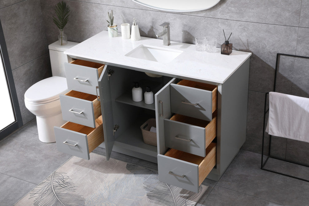 54" SIngle Bathroom Vanity, Grey
