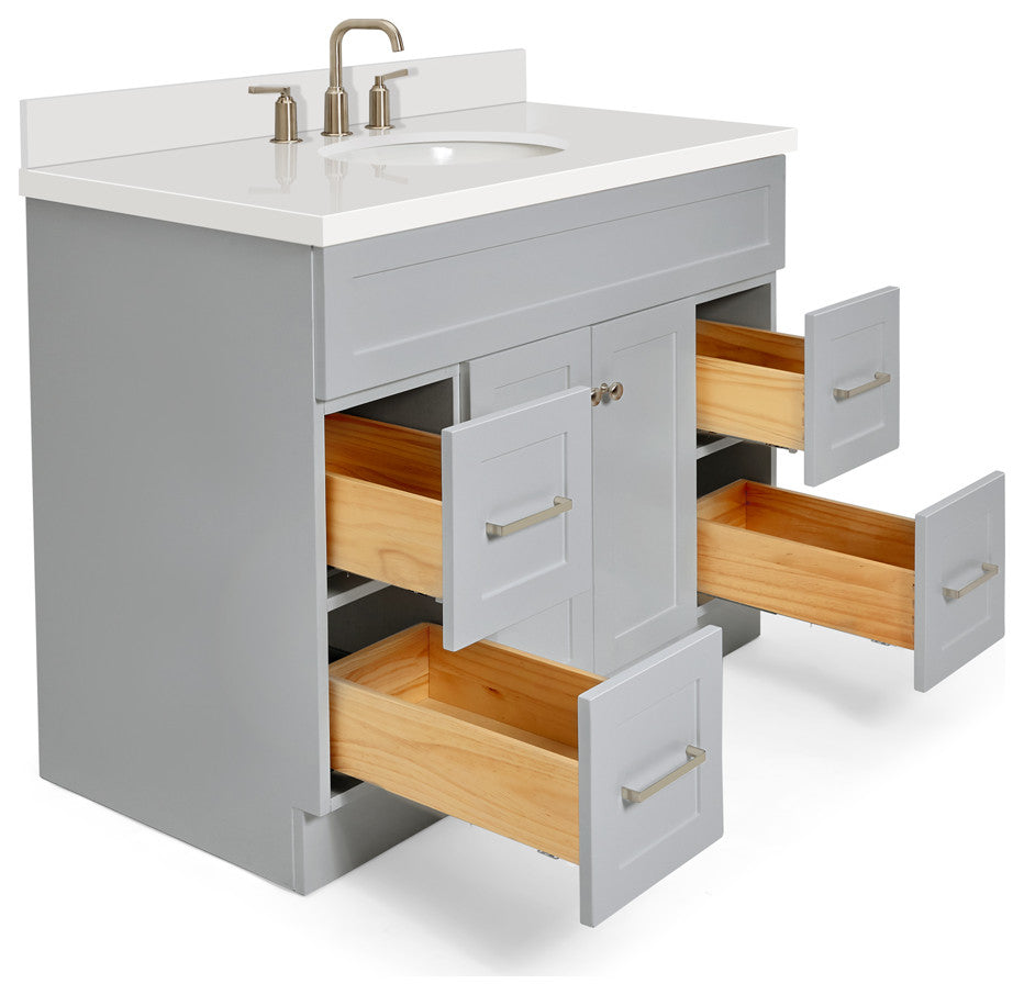Ariel Hamlet 43" Oval Sink Bath Vanity, 1.5" White Quartz