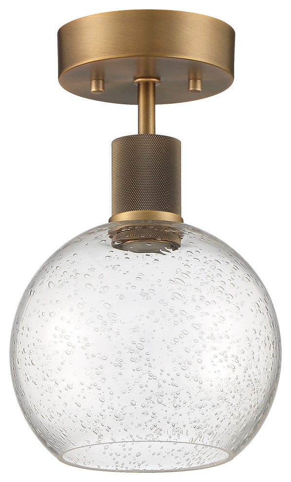 Access Port Nine 1-Light Burgundy LED Semi-Flush Brushed Brass