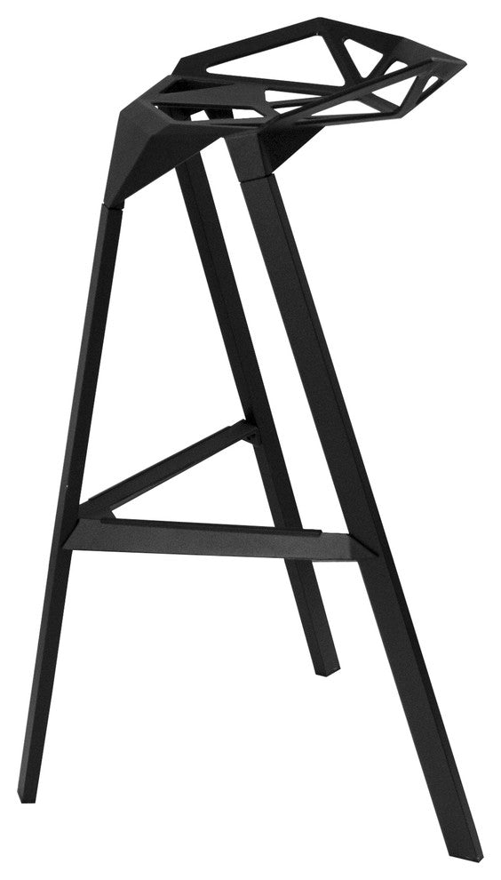 Mod Made Geometric Aluminum Modern Barstool, Set of 2, Black
