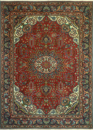 Fine Vintage Distressed Levi Red/Navy Rug, 6'10 x 9'11