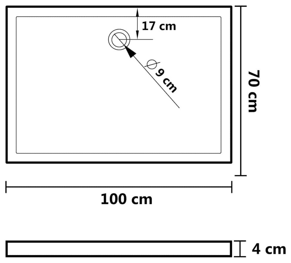 vidaXL Bathroom Shower Base Tray, Non-slip, Reinforced ABS, 27.6x39.4 Inches