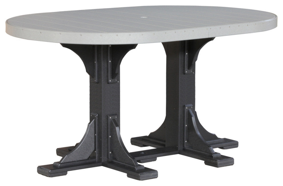 Poly Round Table, Dove Gray & Black, 4' X 6', Bar Height