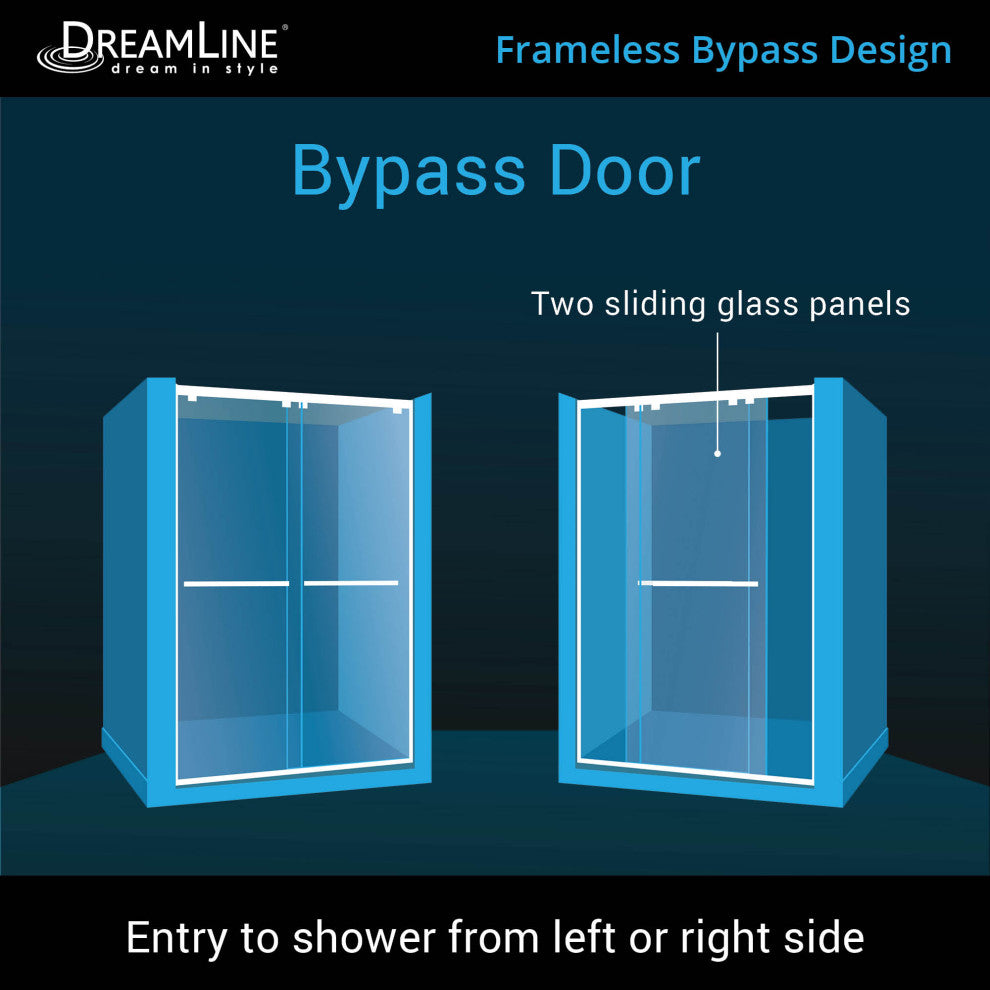 Encore 56-60"x76" Bypass Sliding Shower Door, Chrome