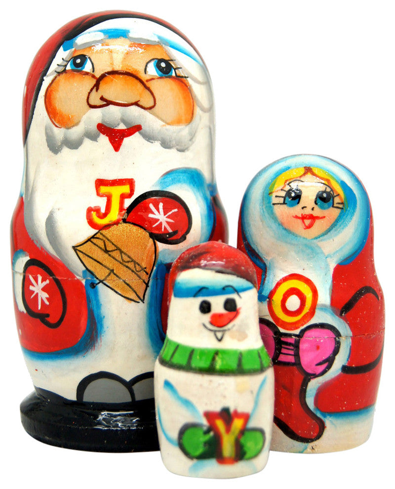 Joy Santa's Family 3-Piece Nesting Doll