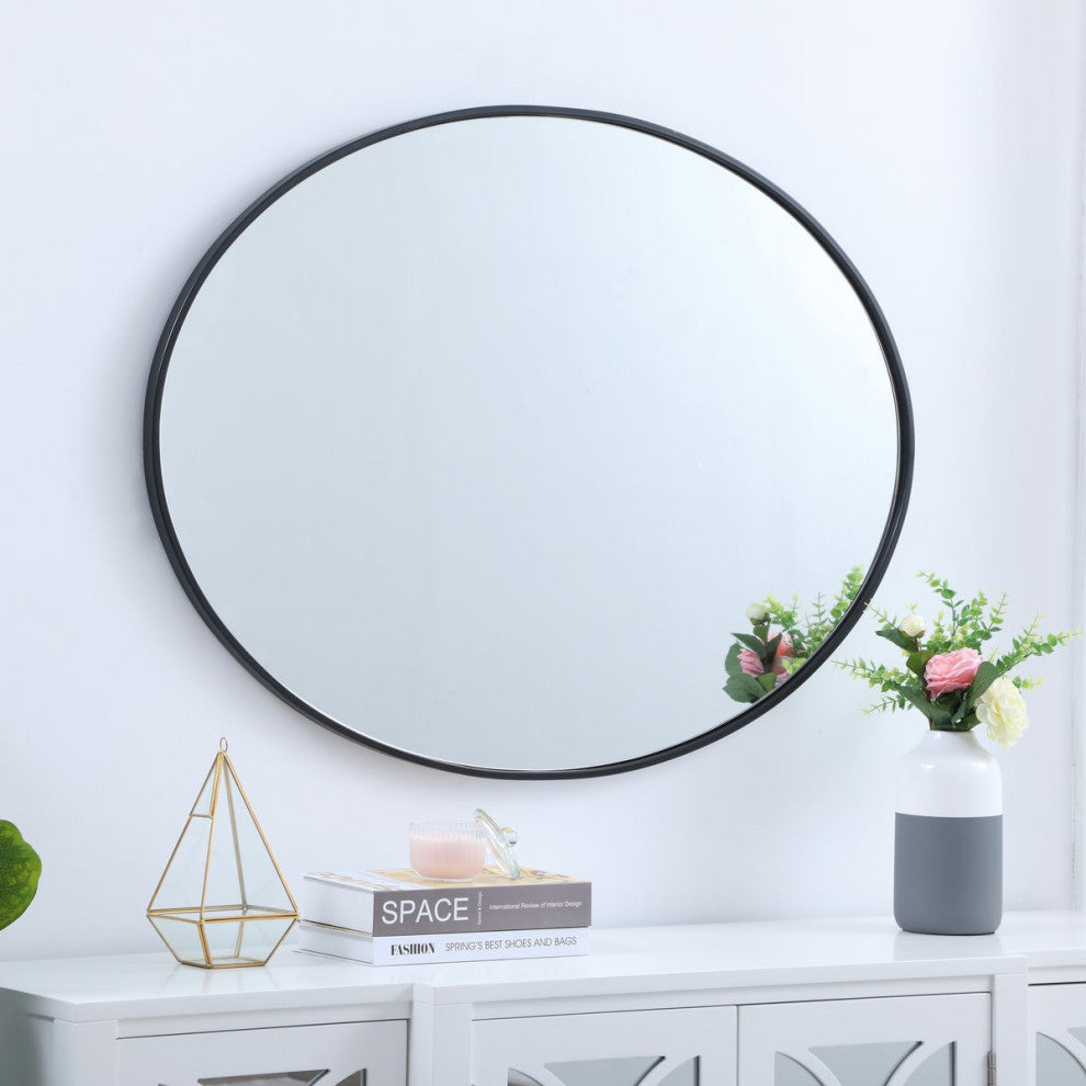 Elegant Decor MR4630BK Metal Frame Oval Mirror, 40", Black