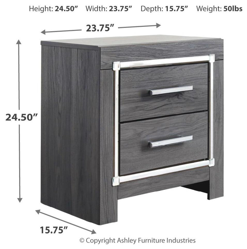 Lodanna Modern Gray Two Drawer Nightstand