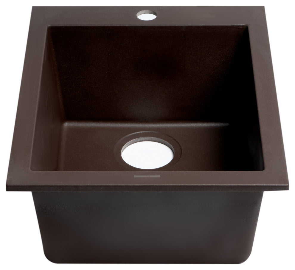 ALFI brand AB1720DI-C Chocolate 17" Drop-In Rectangular Granite Prep Sink