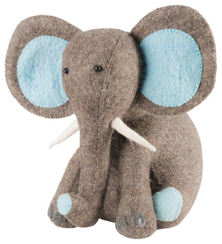 Elephant Door Stop in Hand Felted Wool, Blue