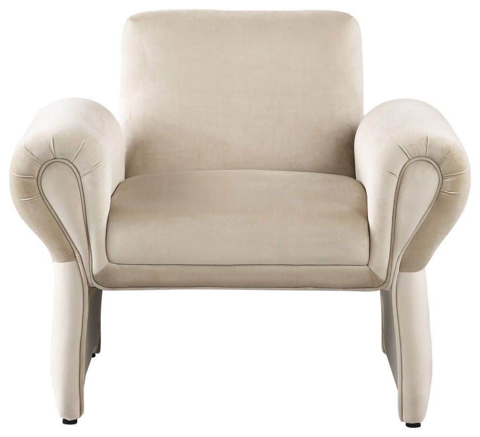 Fleurette Velvet Accent Chair, Cream