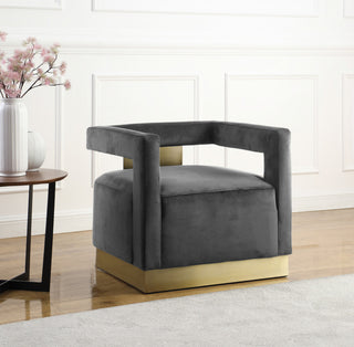 Armani Velvet Upholstered Accent Chair, Gray