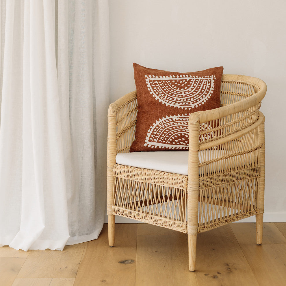 Radiance Oversized Sunburst Motif Print Square Pillow, Terracotta