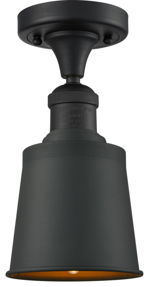 Franklin Restoration Addison 1 Light Semi-Flush Mount, Matte Black, Matte Black