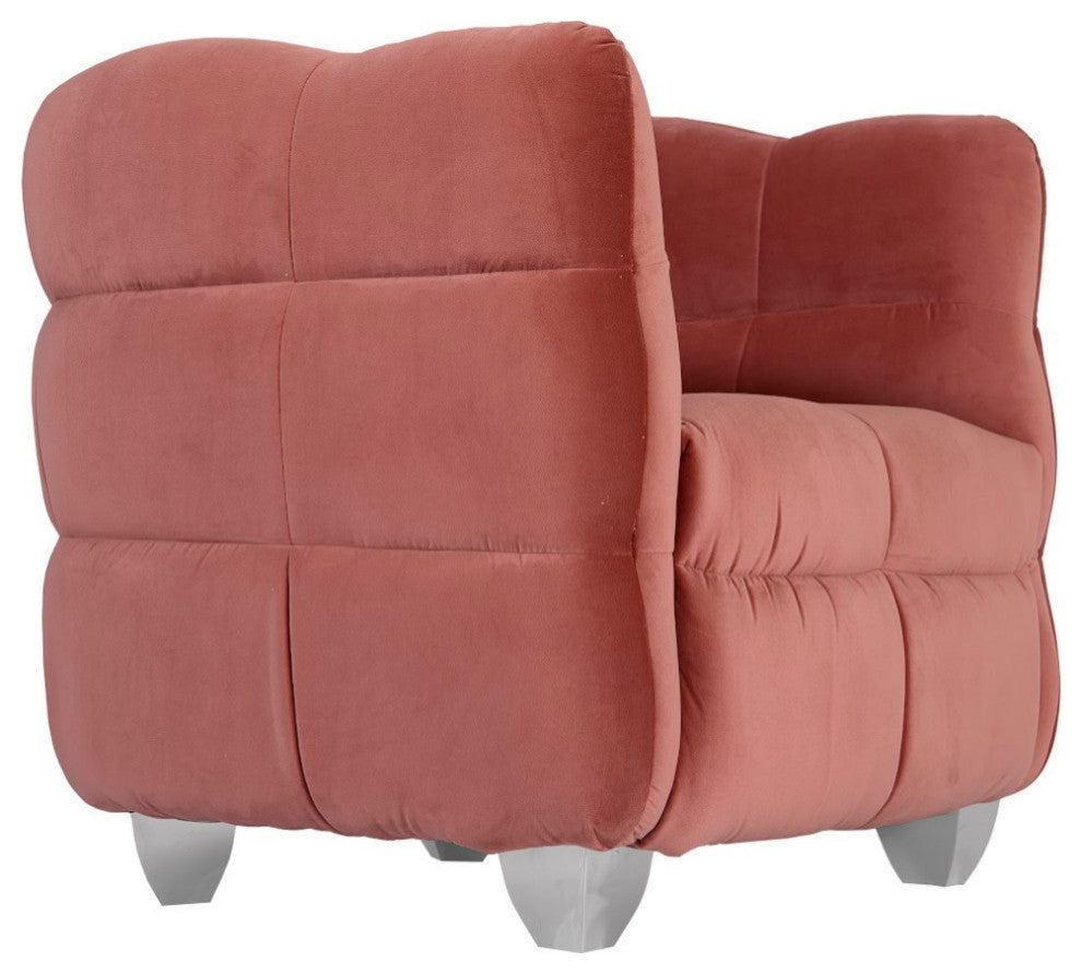 Cloud Club Chair, Stainless Steel Legs, Coral Pink