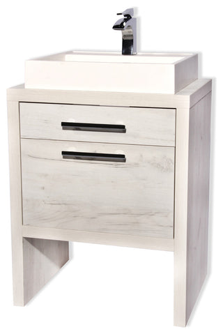 Montreal Oak Bathroom Vanity, White Natural Oak, 32", With Sink