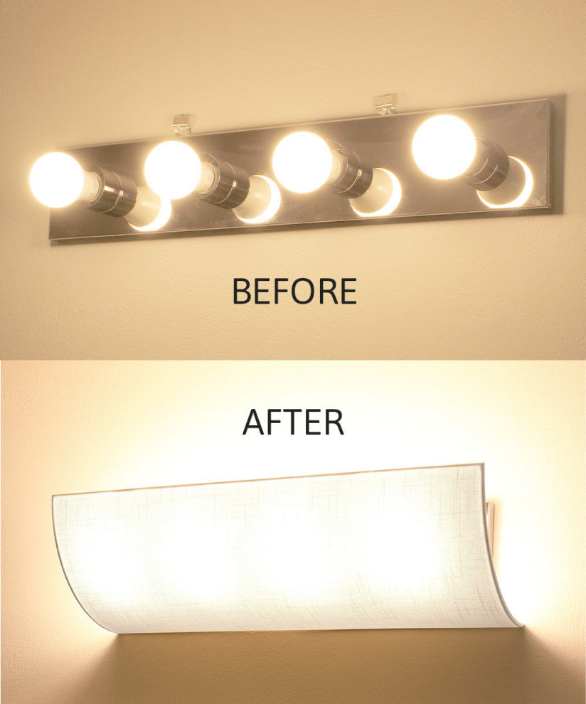 Moderne Vanity Light Cover Conversion Kit, 20"W White Textured Fabric Shade - DI