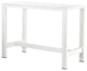 Benzara BM287806 Outdoor Bar Height Table, White Aluminum Frame, Plank Surface