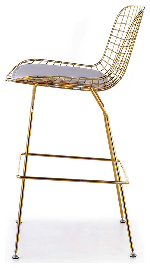 Bertoia Counter Stool, Gold/White