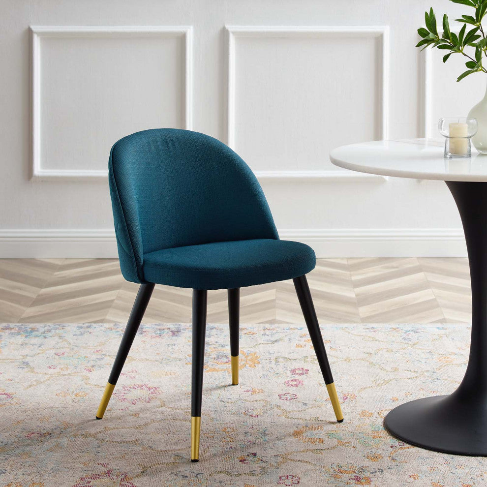 Side Dining Chair, Set of 2, Fabric, Navy Blue, Modern, Cafe Bistro Restaurant