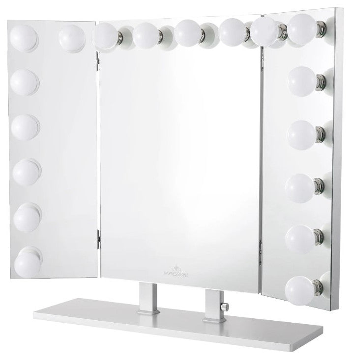 Trifecta Pro Vanity Mirror, Silver, Led Globe Bulbs