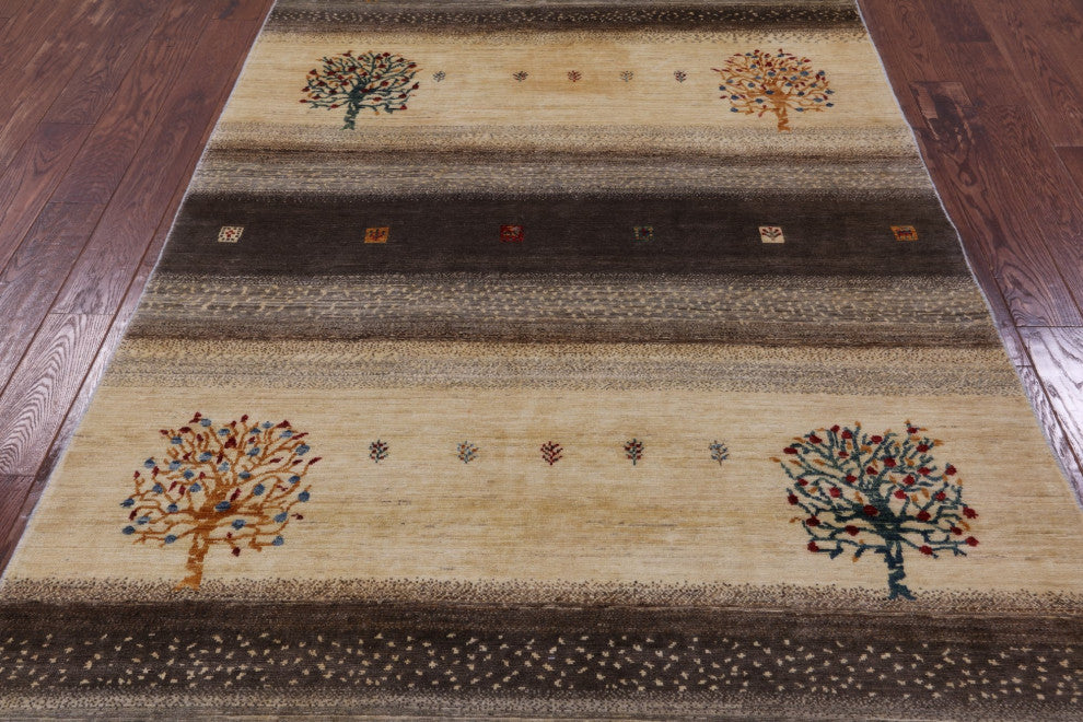 5' 3" X 7' 9" Handmade Tribal Persian Gabbeh Wool Rug - Q12422