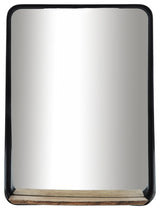 Metal, 22x30 Mirror With Shelf, Black/Brown
