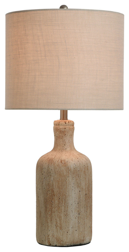 Olney, Textured Concrete Table Lamp with Drum Shade, Multi-Color Cream Finish