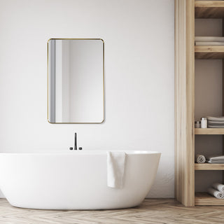Nettuno Rectangle Bathroom/Vanity Aluminum Framed Wall Mirror, Brushed Gold, 24"