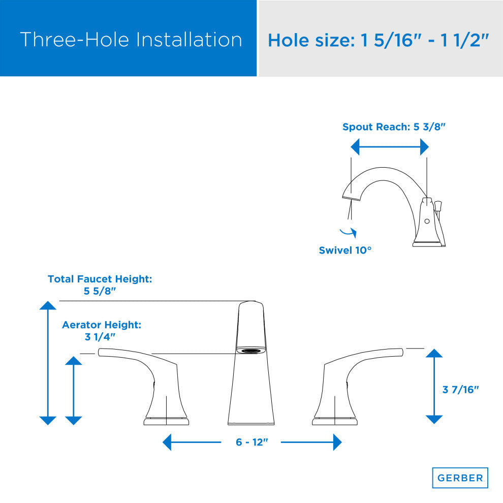 Vaughn Two Handle Widespread Faucet Chrome, Chrome