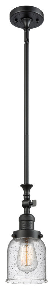 1-Light Small Bell 5" Pendant, Matte Black, Glass: Seedy