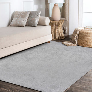 Haze Solid Low-Pile Runner Rug, Light Gray, 9 X 12