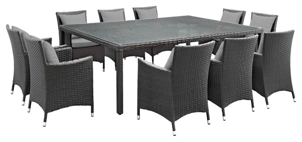 Canvas Gray Sojourn 11 Piece Outdoor Patio Sunbrella Dining Set