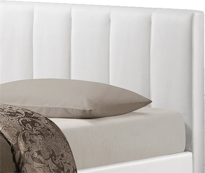 Templemore White Leather Contemporary Queen-Size Bed