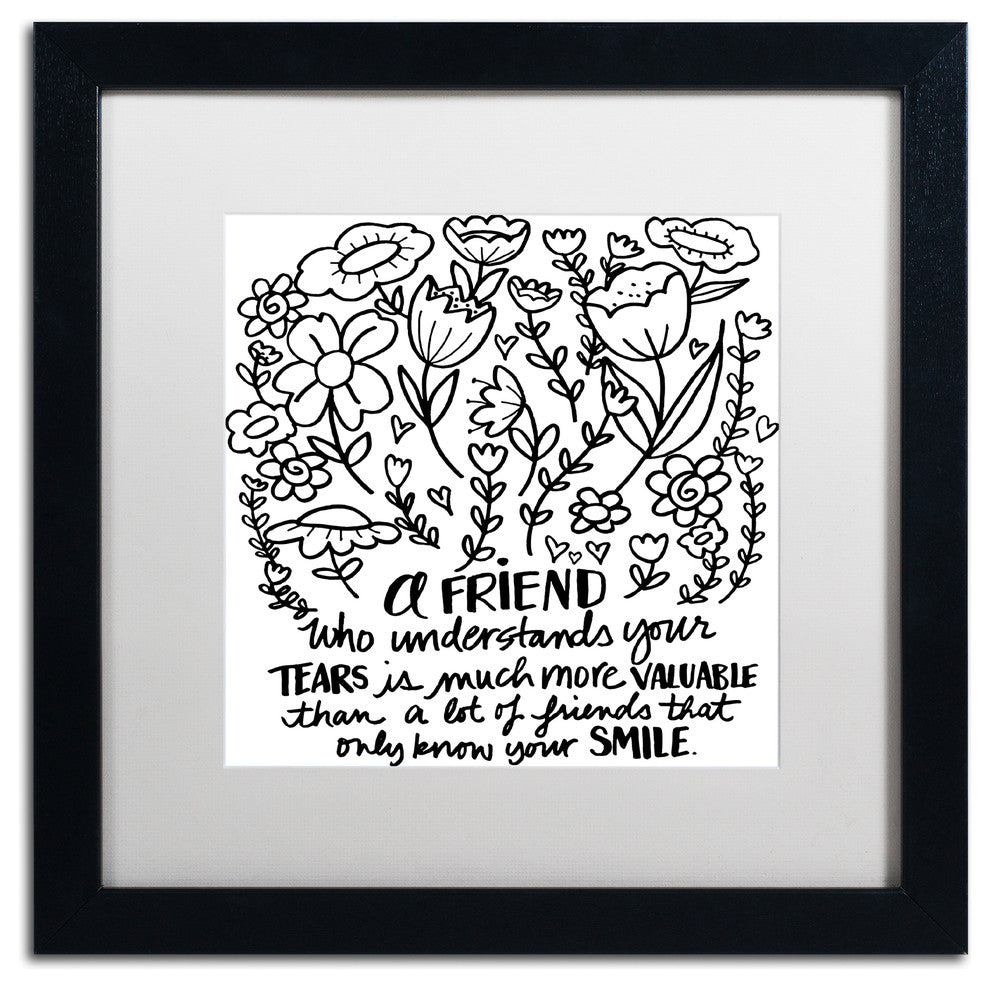 Elizabeth Caldwell 'A Friend' Art, Black Frame, White Mat, 16x16