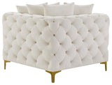 Tremblay Velvet Upholstered Corner Chair, Cream