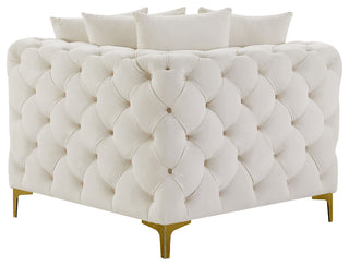 Tremblay Velvet Upholstered Corner Chair, Cream