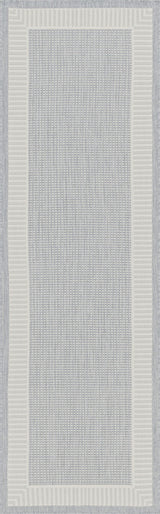 Elgin Transitional Striped Border Gray/Cream Indoor/Outdoor Runner Rug, 2'x7'