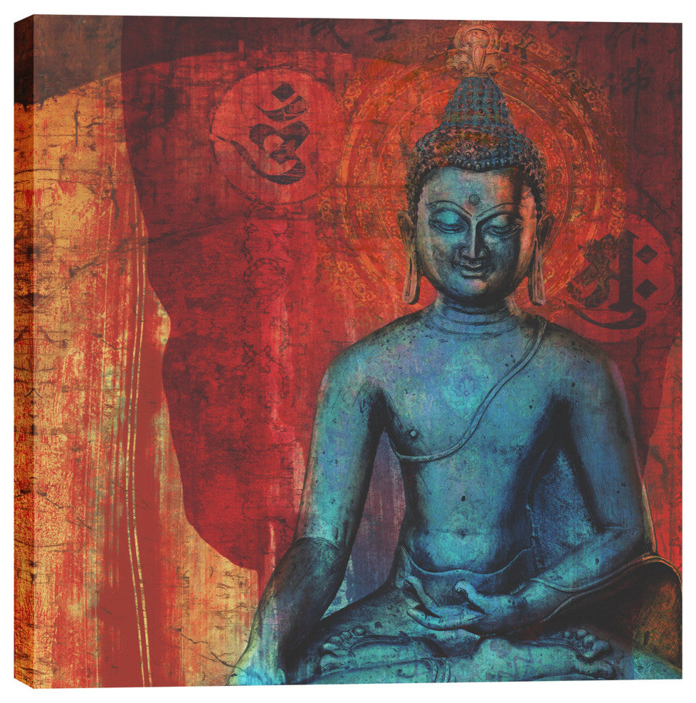 "Blue Buddha" Giclee Canvas Wall Art, 12"x12"