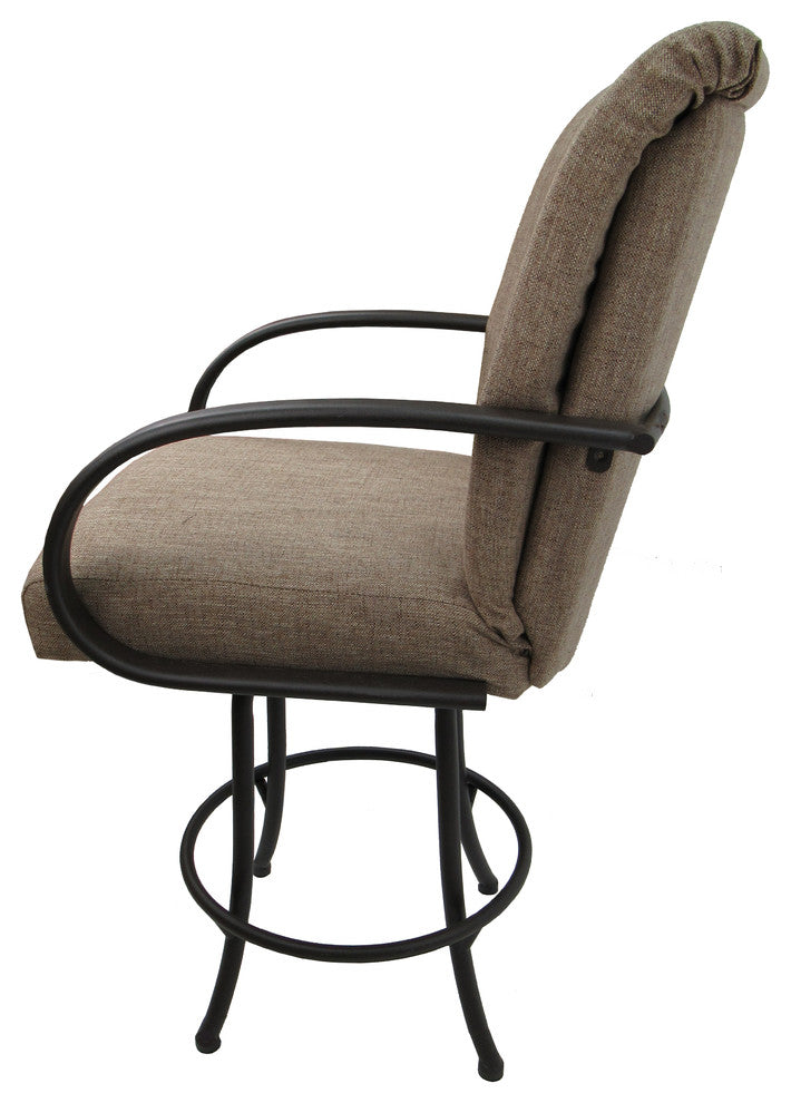 Swivel Counter Bar Stool Metal Frame 26", Basin Beige, Brown Frame