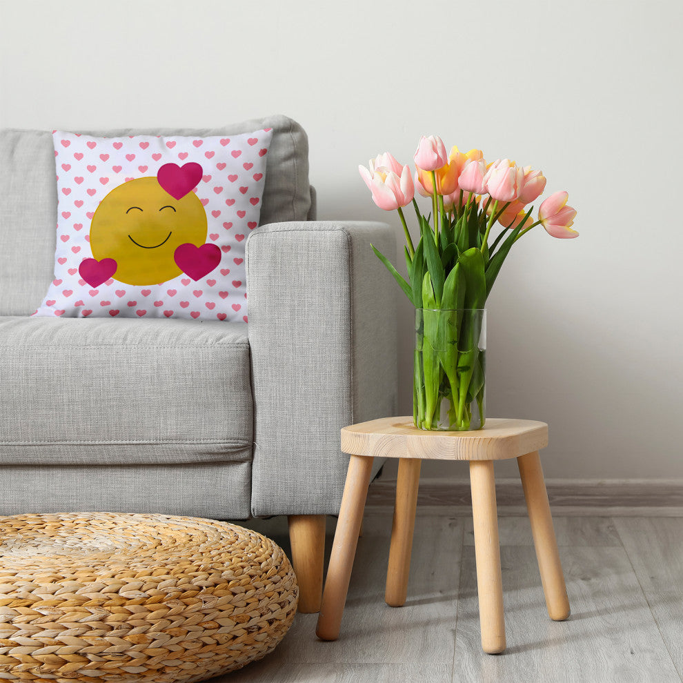 Love Emoji Decorative Throw Pillow, Pink Icing, 20"x20"