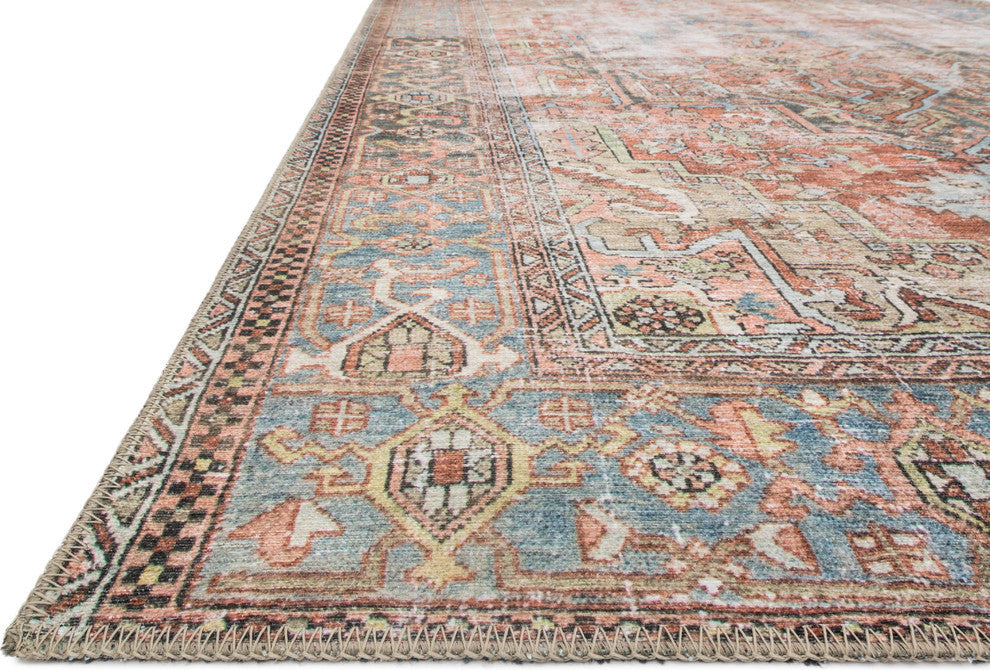 Terracotta, Sky Printed Polyester Loren Area Rug by Loloi, 2'6"x7'6"