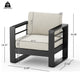 Gadd Outdoor Aluminum Club Chair with Cushions, Black/Beige, Set of 2