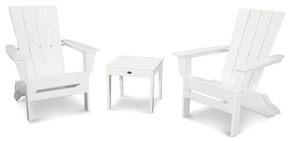 Polywood Quattro 3-Piece Adirondack Set, White