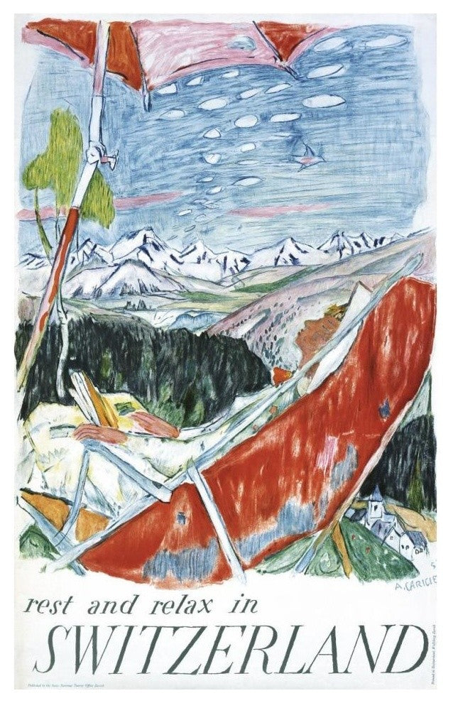 "Switzerland" Digital Paper Print by Alois Carigiet, 27"x42"